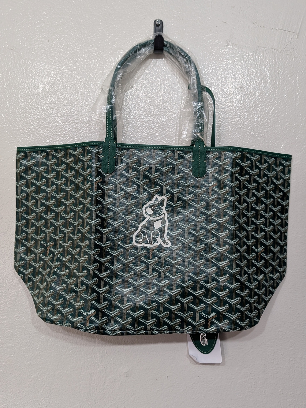 Goyard Green Patterned Tote with White Dog Motif - Picture 2 of 6